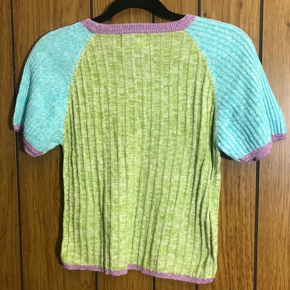 Vintage large blue purple green crop top - Picture 5 of 6